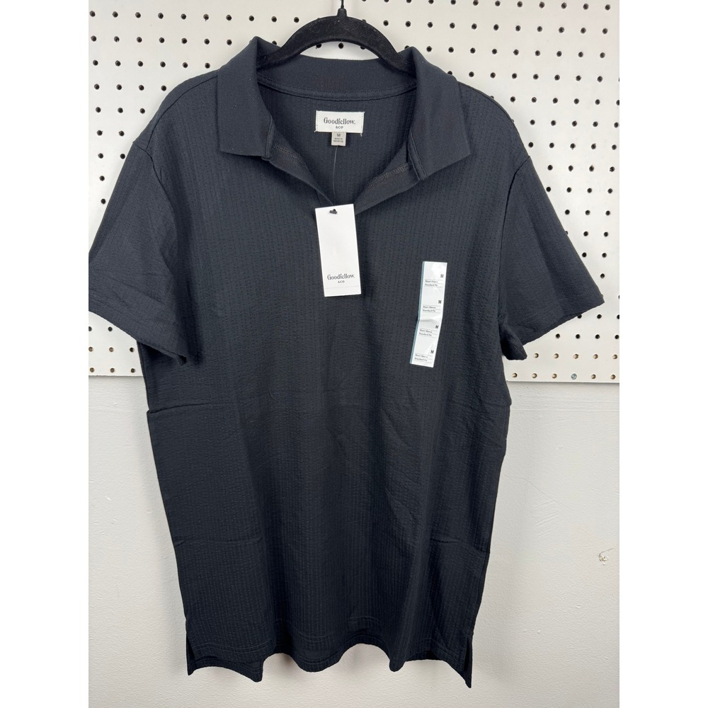 Goodfellow & Co Mens Ebony Black Textured Seersucker Polo Shirt‎ Size M NWT